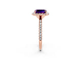Rose gold Emerald Cut Cut Diamond Floral Halo Engagement Ring with Pavé Band and Prong Setting_2