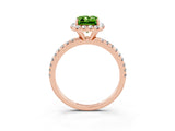 Rose gold Emerald Cut Cut Diamond Floral Halo Engagement Ring with Pavé Band and Prong Setting_3