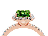 Rose gold Emerald Cut Cut Diamond Floral Halo Engagement Ring with Pavé Band and Prong Setting_4