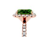 Rose gold Emerald Cut Cut Diamond Floral Halo Engagement Ring with Pavé Band and Prong Setting_5