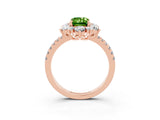 Rose gold Emerald Cut Cut Diamond Floral Halo Pave Band with Prong Setting_3