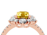 Rose gold Emerald Cut Cut Diamond Floral Halo Pave Band with Prong Setting_4