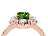 Rose gold Emerald Cut Cut Diamond Floral Halo Pave Band with Prong Setting_4