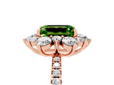 Rose gold Emerald Cut Cut Diamond Floral Halo Pave Band with Prong Setting_5