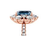 Rose gold Emerald Cut Cut Diamond Floral Halo Pave Band with Prong Setting_5