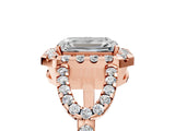 Rose gold Emerald Cut Cut Diamond Halo Engagement Ring with Open Split Pavé Band_14