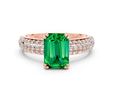 Rose gold Emerald Cut Cut Diamond Milgrain Marquise Band with Prong Setting
