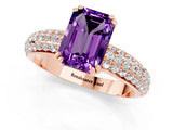 Rose gold Emerald Cut Cut Diamond Milgrain Marquise Band with Prong Setting_1