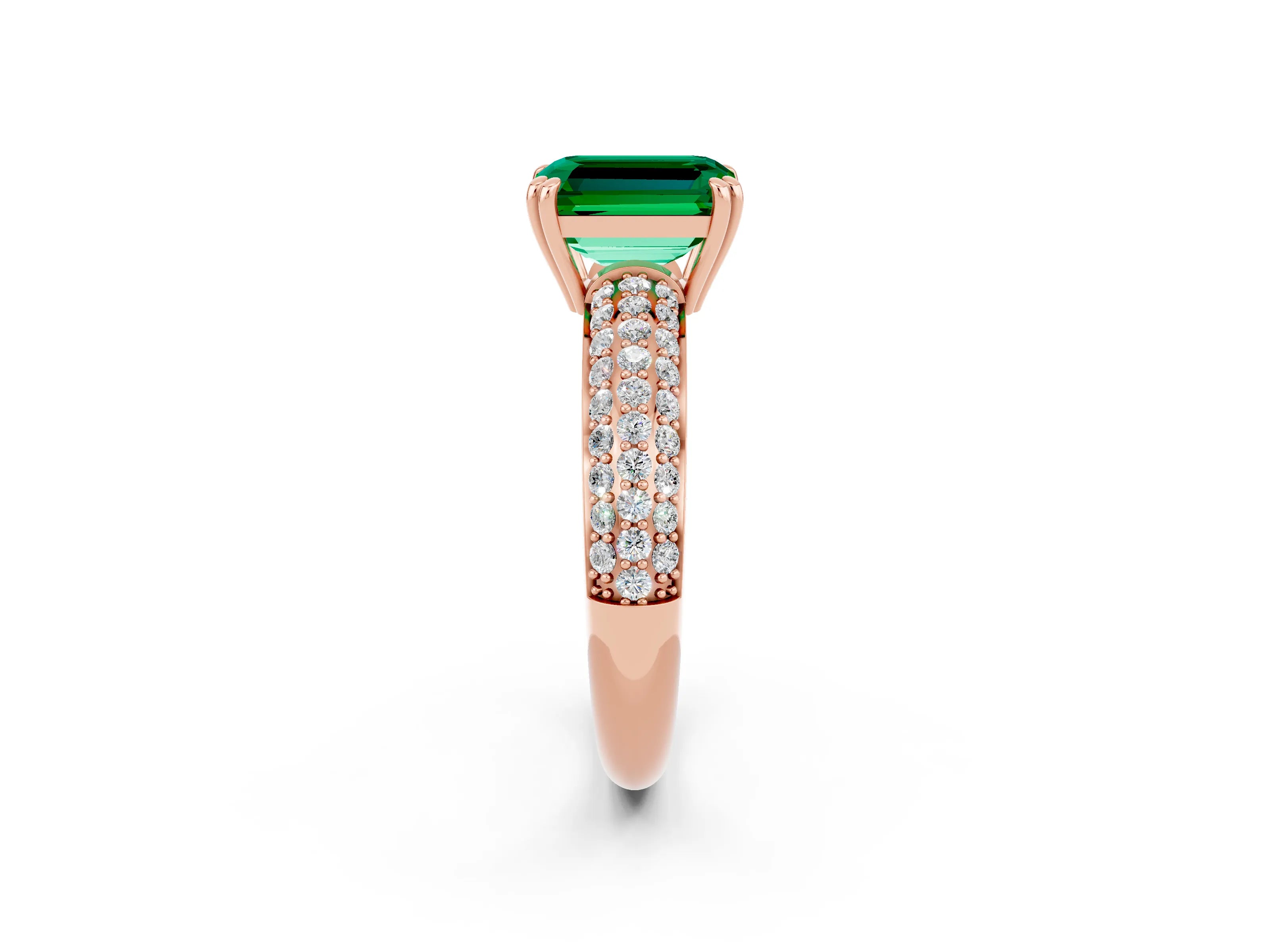 Rose gold Emerald Cut Cut Diamond Milgrain Marquise Band with Prong Setting_2