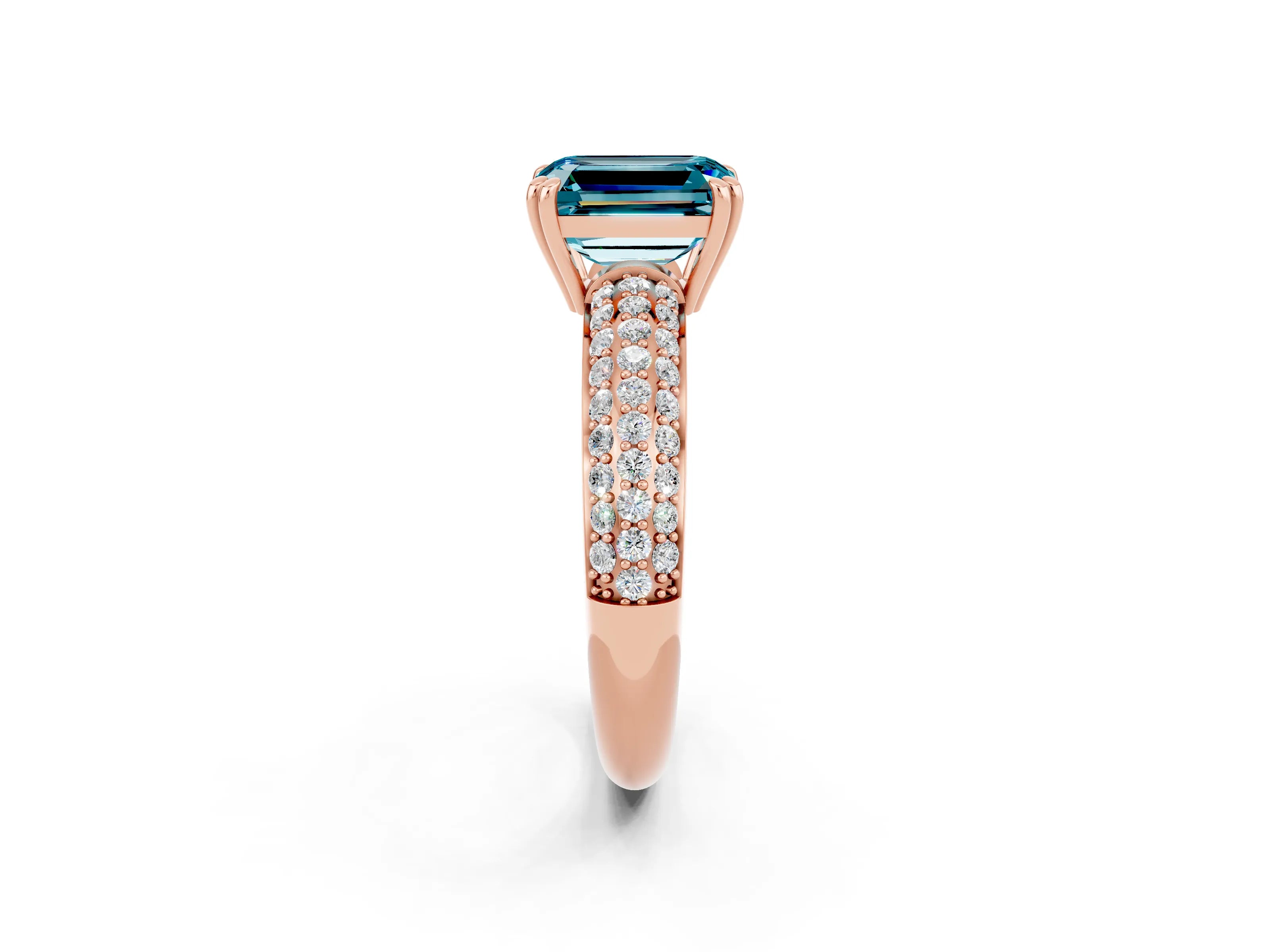 Rose gold Emerald Cut Cut Diamond Milgrain Marquise Band with Prong Setting_2