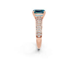 Rose gold Emerald Cut Cut Diamond Milgrain Marquise Band with Prong Setting_2