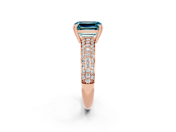 Rose gold Emerald Cut Cut Diamond Milgrain Marquise Band with Prong Setting
