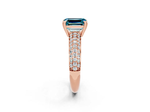 Rose gold Emerald Cut Cut Diamond Milgrain Marquise Band with Prong Setting_2