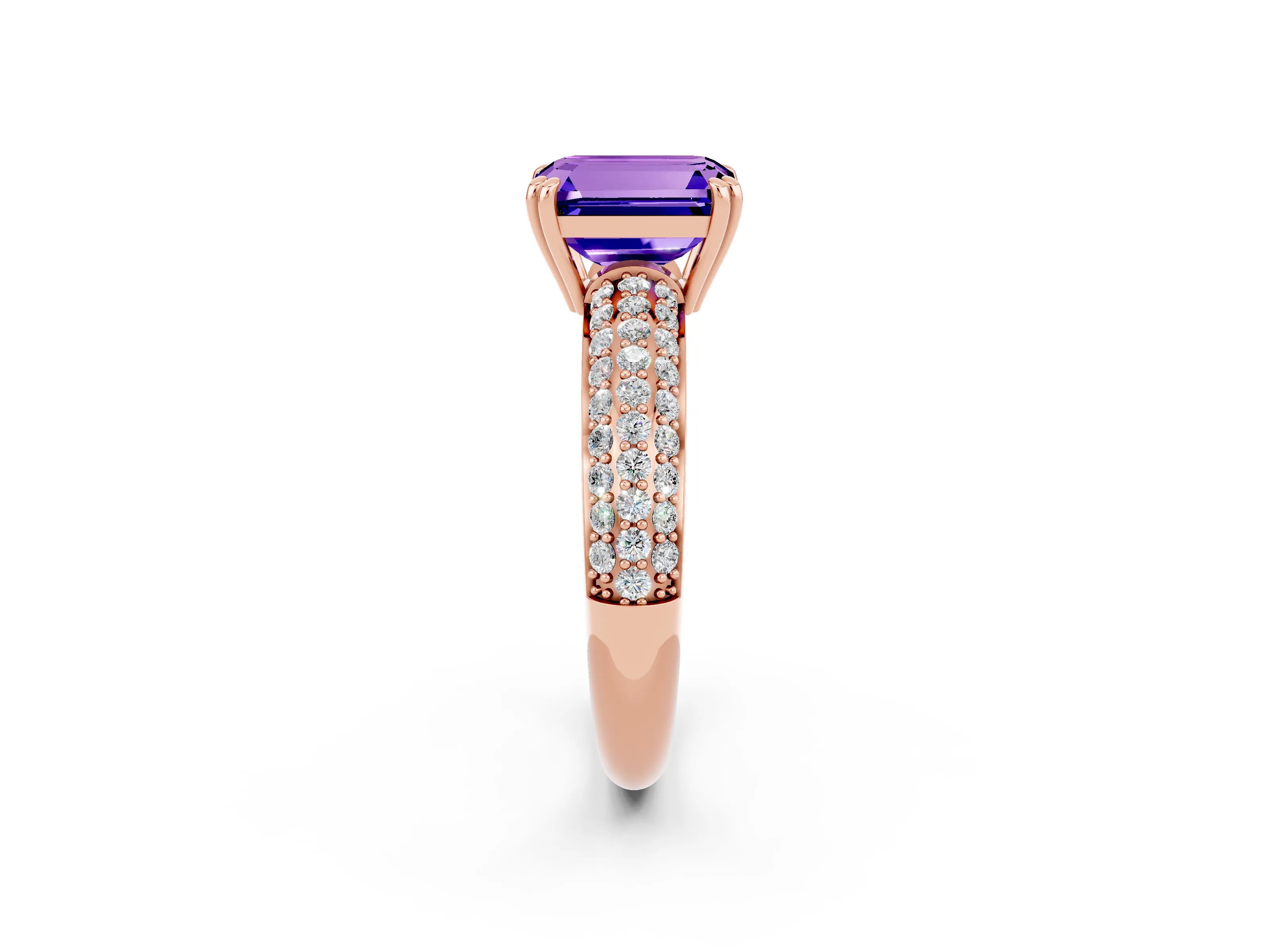 Rose gold Emerald Cut Cut Diamond Milgrain Marquise Band with Prong Setting_2
