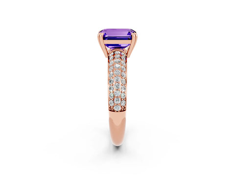 Rose gold Emerald Cut Cut Diamond Milgrain Marquise Band with Prong Setting_2
