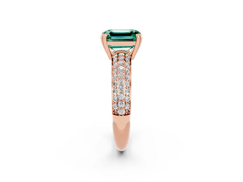 Rose gold Emerald Cut Cut Diamond Milgrain Marquise Band with Prong Setting_2