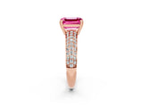 Rose gold Emerald Cut Cut Diamond Milgrain Marquise Band with Prong Setting_2