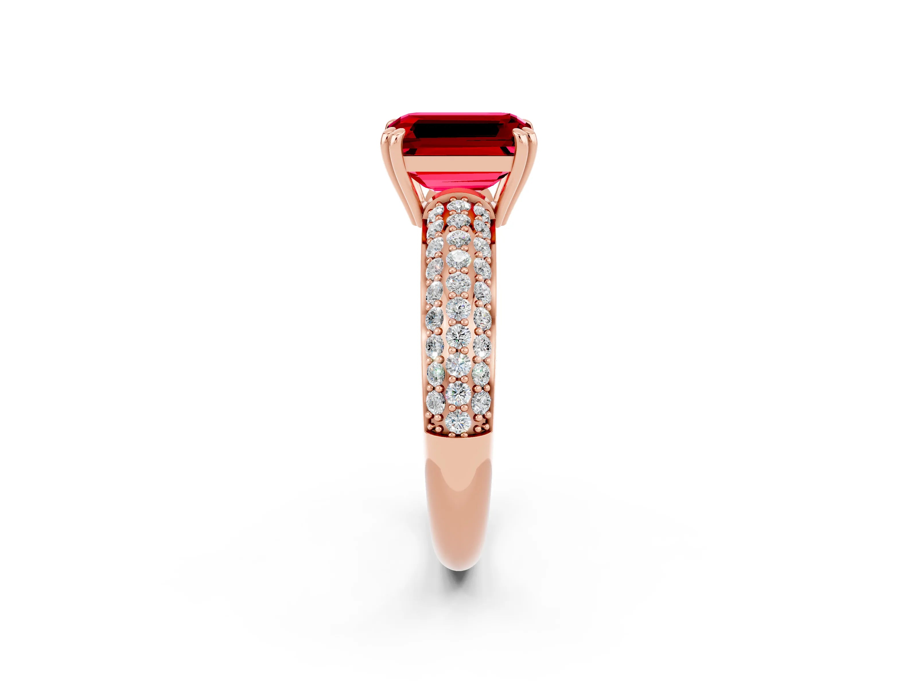 Rose gold Emerald Cut Cut Diamond Milgrain Marquise Band with Prong Setting_2