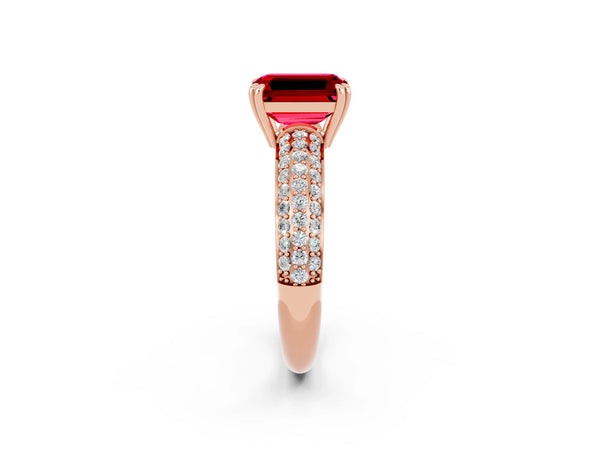 Rose gold Emerald Cut Cut Diamond Milgrain Marquise Band with Prong Setting