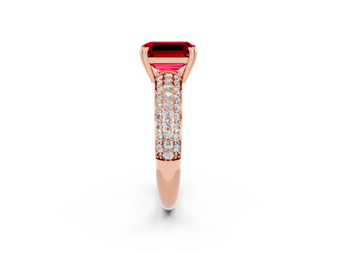Rose gold Emerald Cut Cut Diamond Milgrain Marquise Band with Prong Setting_2