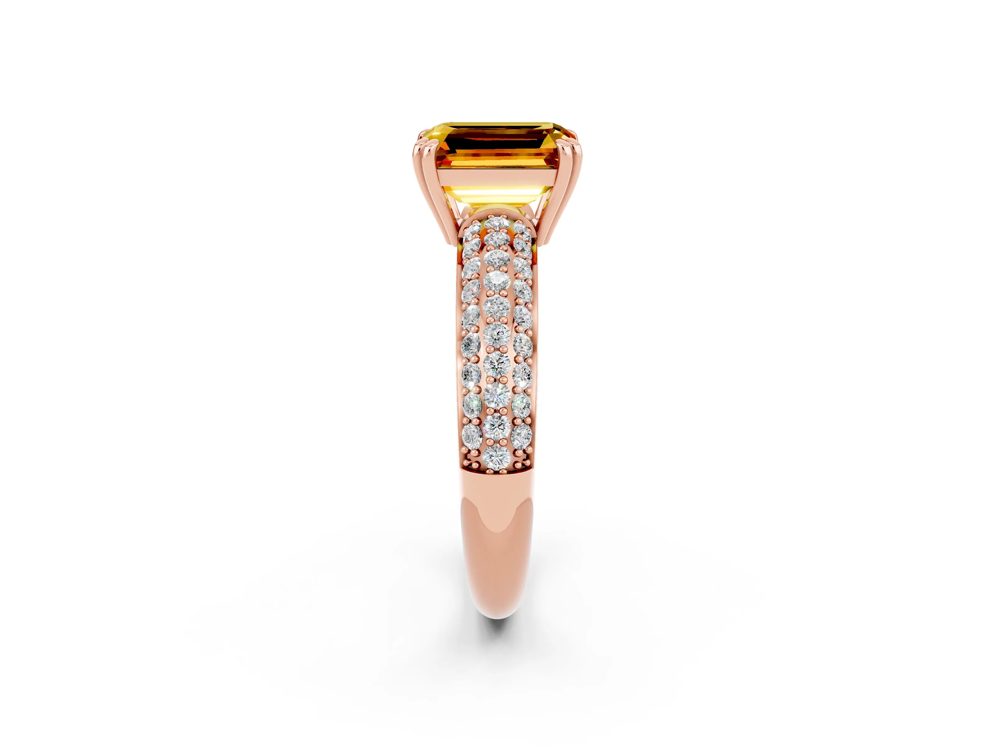 Rose gold Emerald Cut Cut Diamond Milgrain Marquise Band with Prong Setting_2