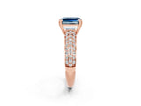 Rose gold Emerald Cut Cut Diamond Milgrain Marquise Band with Prong Setting_2