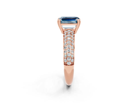 Rose gold Emerald Cut Cut Diamond Milgrain Marquise Band with Prong Setting_2