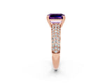 Rose gold Emerald Cut Cut Diamond Milgrain Marquise Band with Prong Setting_2