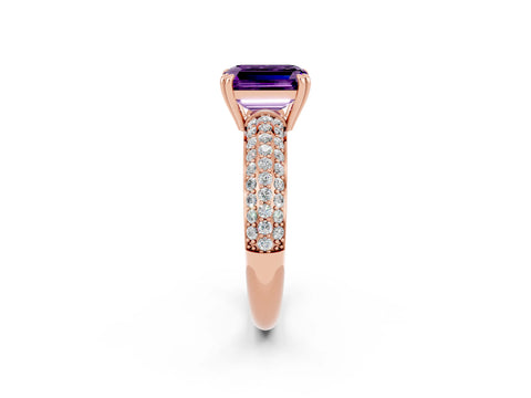 Rose gold Emerald Cut Cut Diamond Milgrain Marquise Band with Prong Setting_2