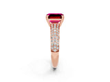 Rose gold Emerald Cut Cut Diamond Milgrain Marquise Band with Prong Setting_2