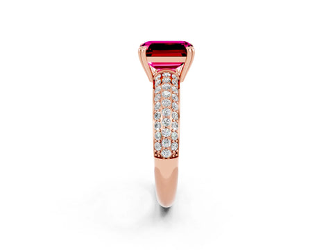 Rose gold Emerald Cut Cut Diamond Milgrain Marquise Band with Prong Setting_2