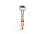 Rose gold Emerald Cut Cut Diamond Milgrain Marquise Band with Prong Setting_2