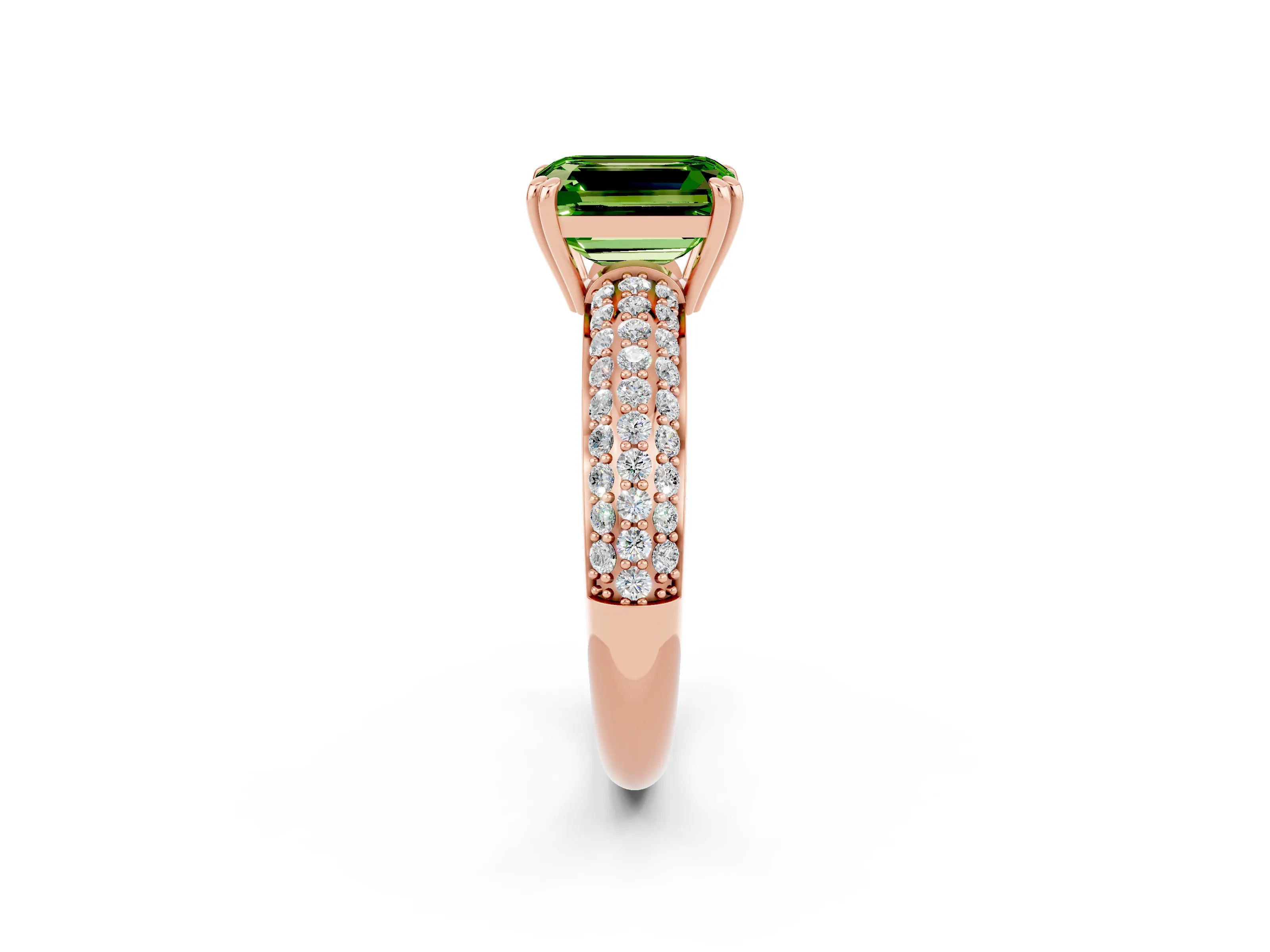 Rose gold Emerald Cut Cut Diamond Milgrain Marquise Band with Prong Setting_2