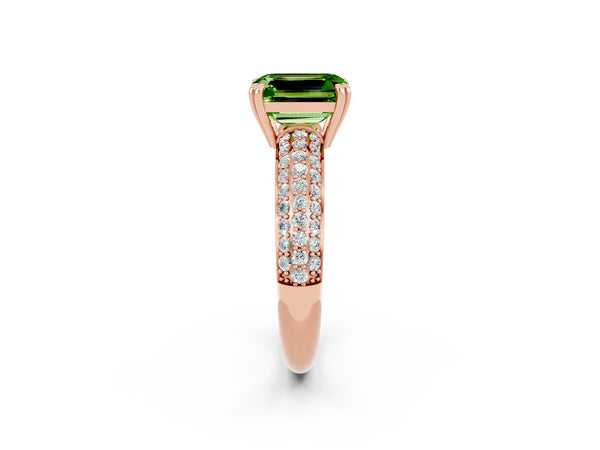 Rose gold Emerald Cut Cut Diamond Milgrain Marquise Band with Prong Setting