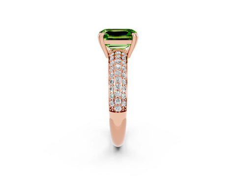 Rose gold Emerald Cut Cut Diamond Milgrain Marquise Band with Prong Setting_2