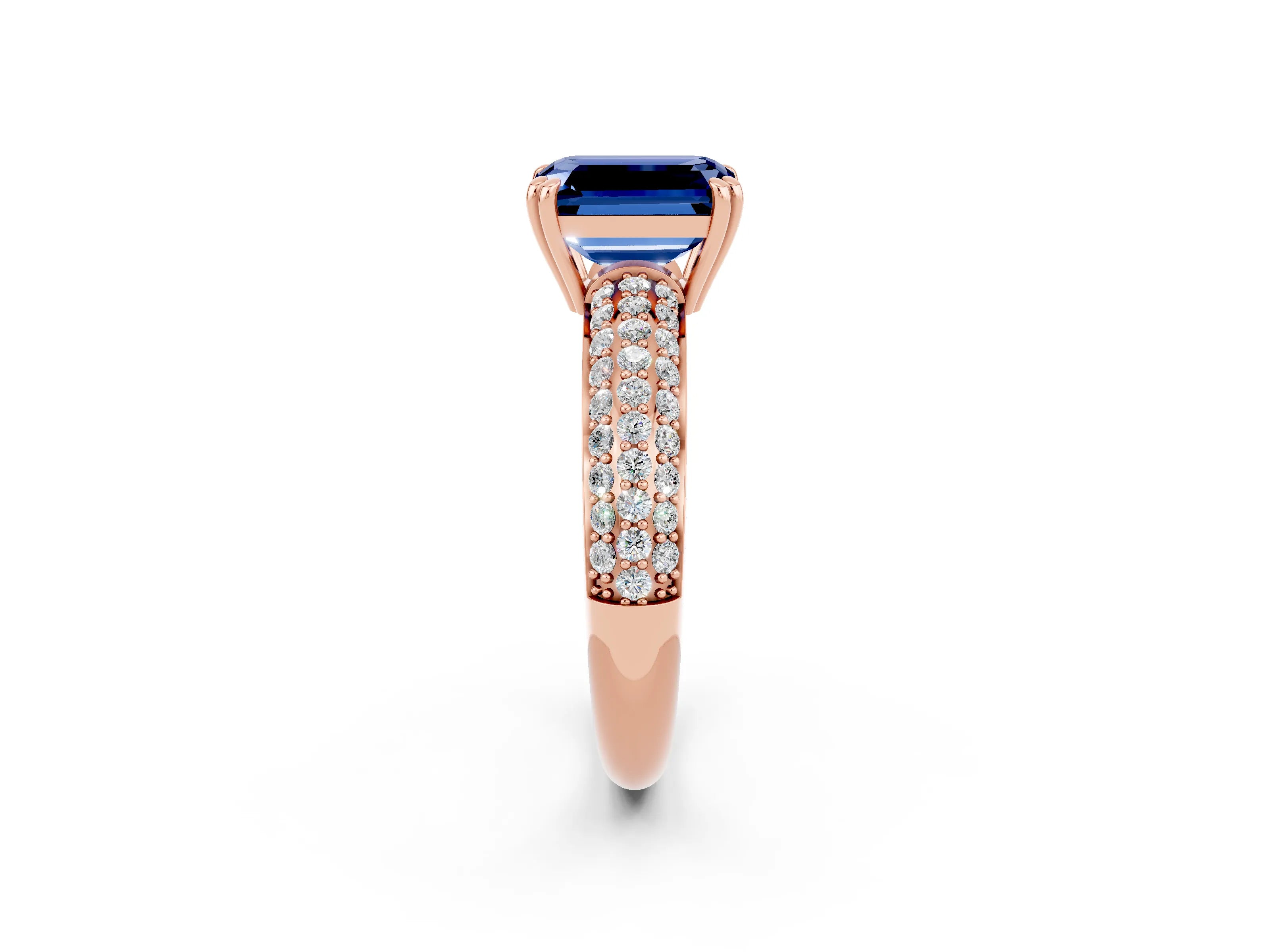Rose gold Emerald Cut Cut Diamond Milgrain Marquise Band with Prong Setting_2