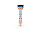 Rose gold Emerald Cut Cut Diamond Milgrain Marquise Band with Prong Setting_2