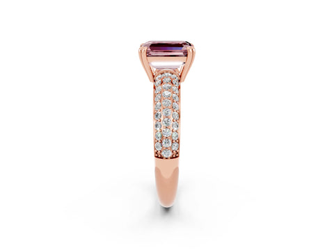 Rose gold Emerald Cut Cut Diamond Milgrain Marquise Band with Prong Setting_2