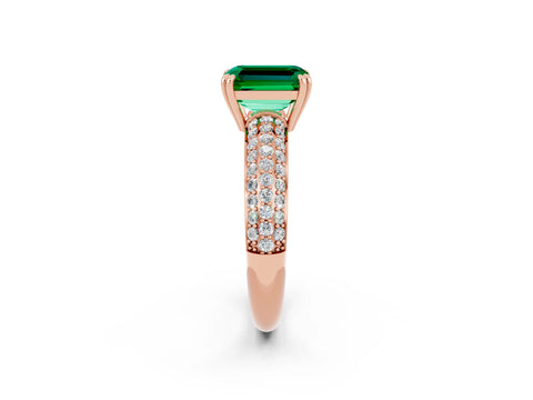 Rose gold Emerald Cut Cut Diamond Milgrain Marquise Band with Prong Setting_2