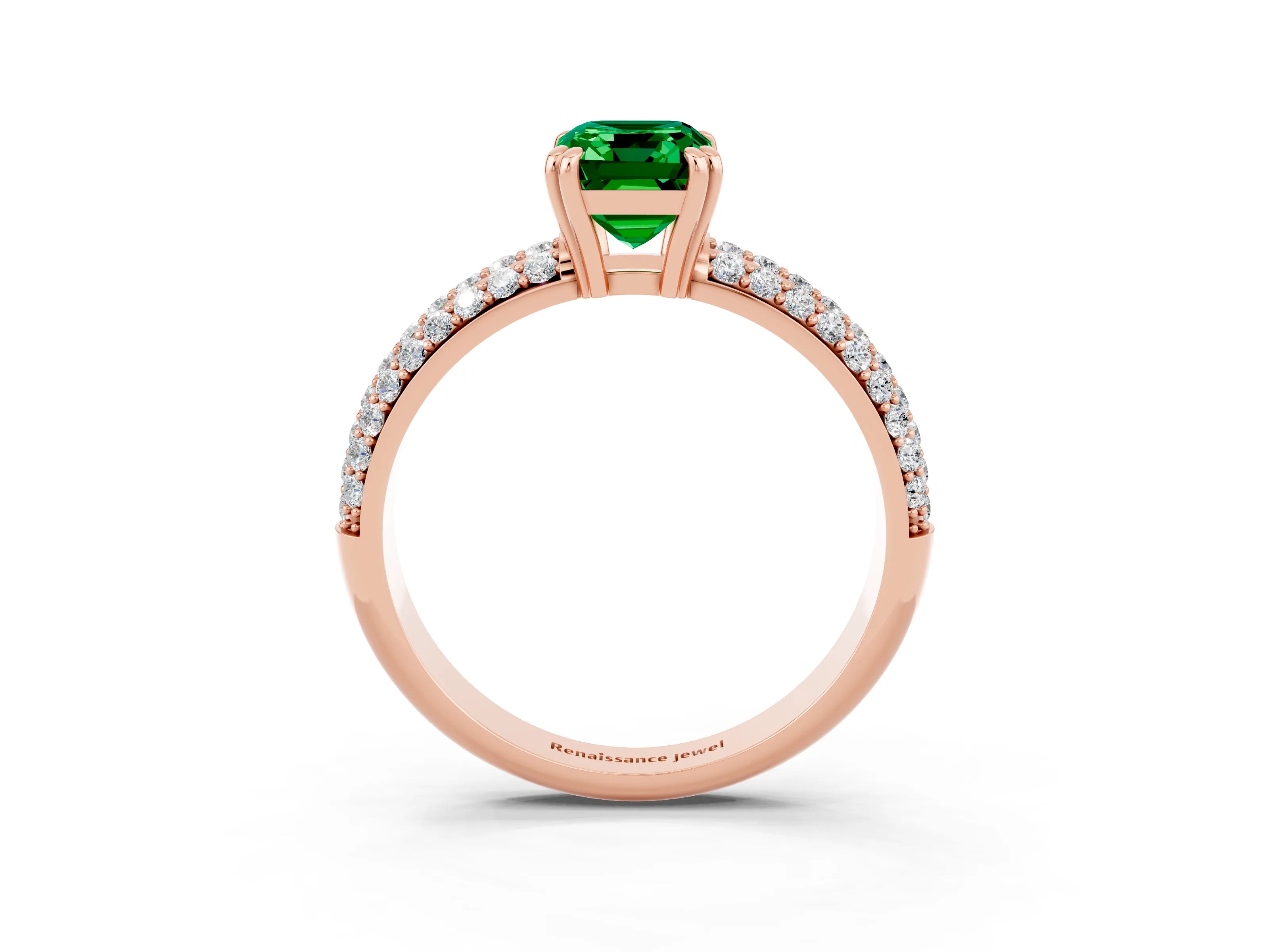 Rose gold Emerald Cut Cut Diamond Milgrain Marquise Band with Prong Setting_3