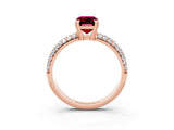Rose gold Emerald Cut Cut Diamond Milgrain Marquise Band with Prong Setting_3