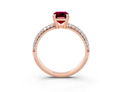 Rose gold Emerald Cut Cut Diamond Milgrain Marquise Band with Prong Setting_3