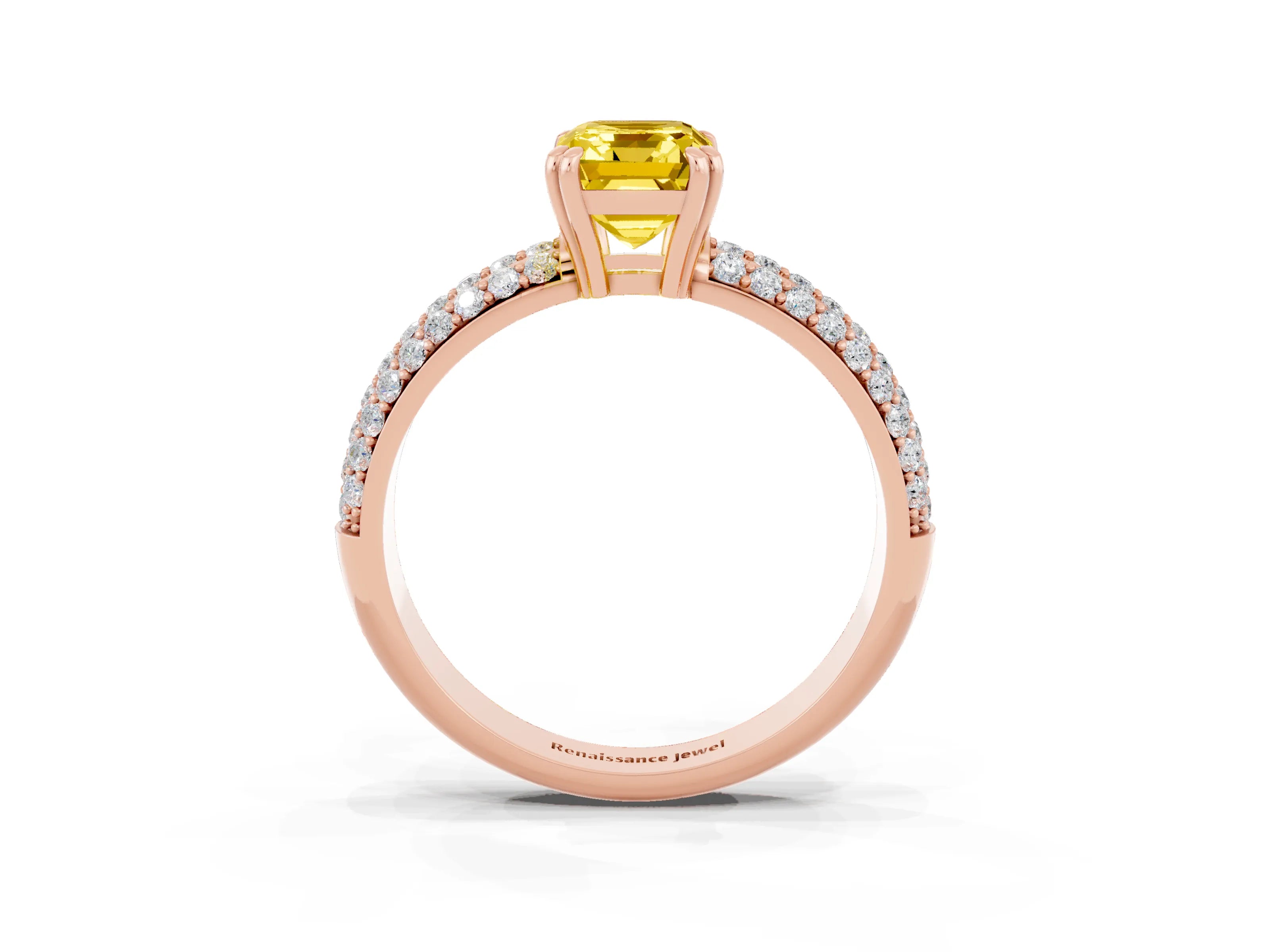 Rose gold Emerald Cut Cut Diamond Milgrain Marquise Band with Prong Setting_3
