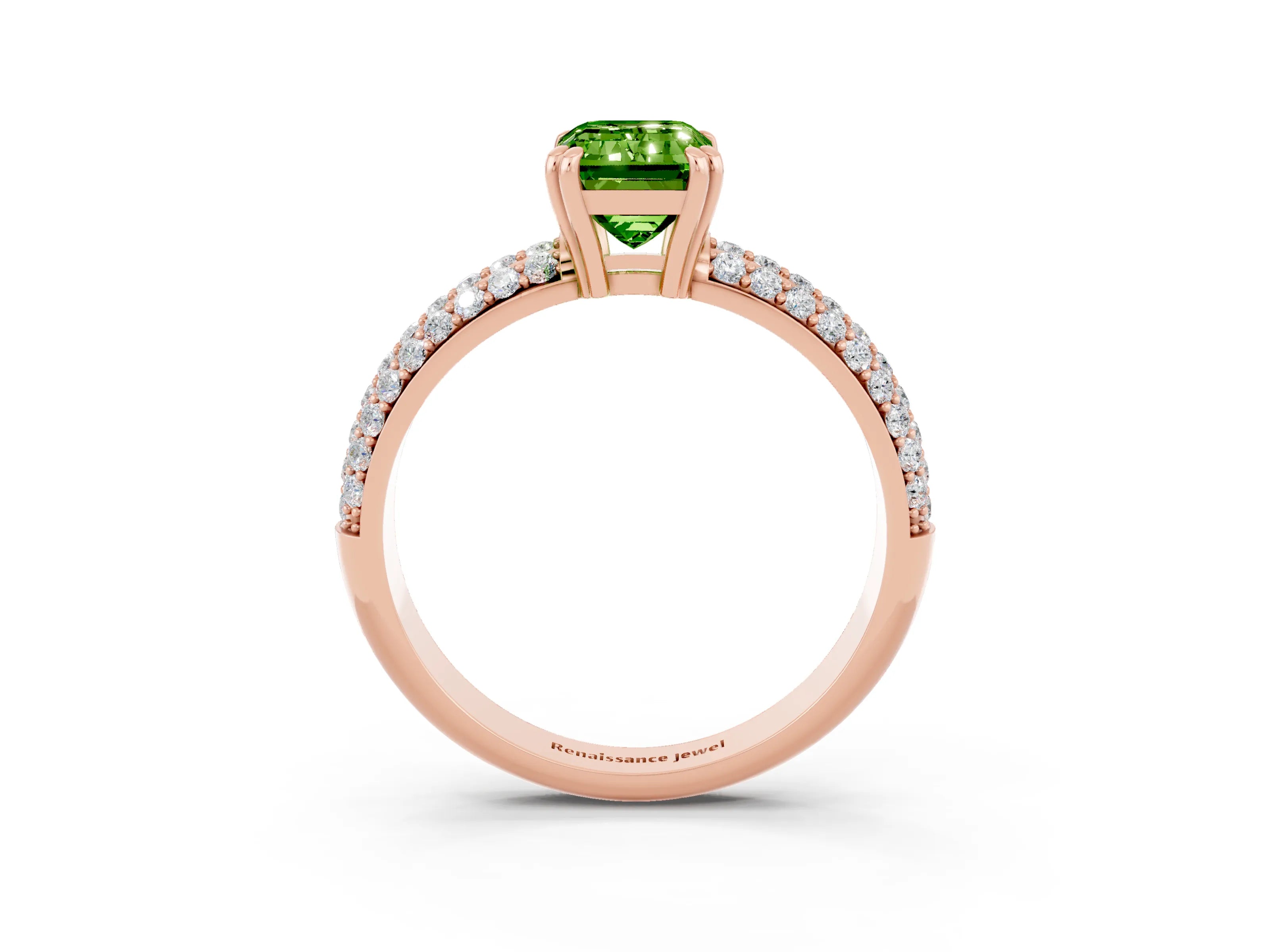 Rose gold Emerald Cut Cut Diamond Milgrain Marquise Band with Prong Setting_3
