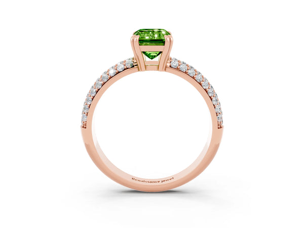 Rose gold Emerald Cut Cut Diamond Milgrain Marquise Band with Prong Setting