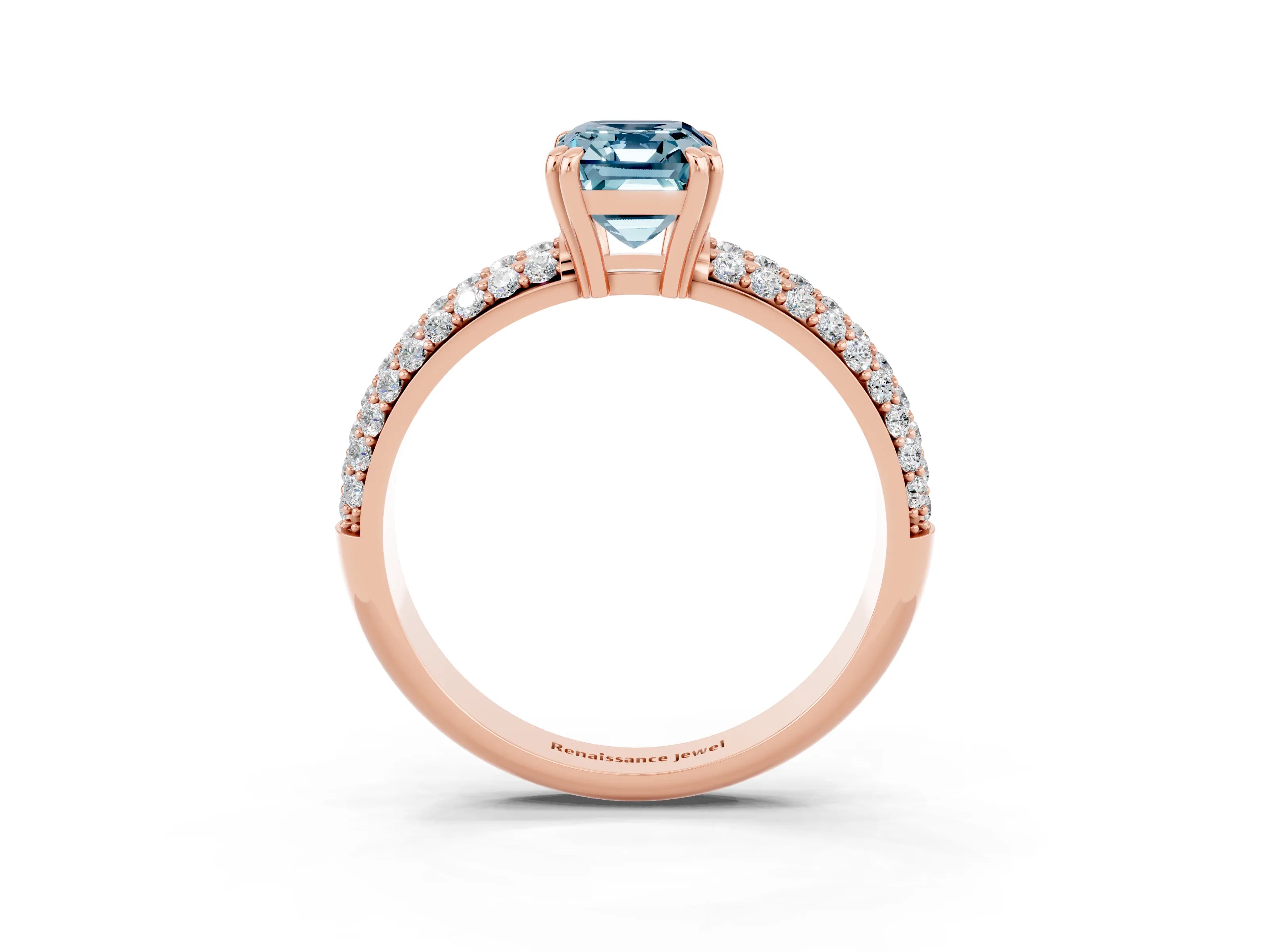 Rose gold Emerald Cut Cut Diamond Milgrain Marquise Band with Prong Setting_3