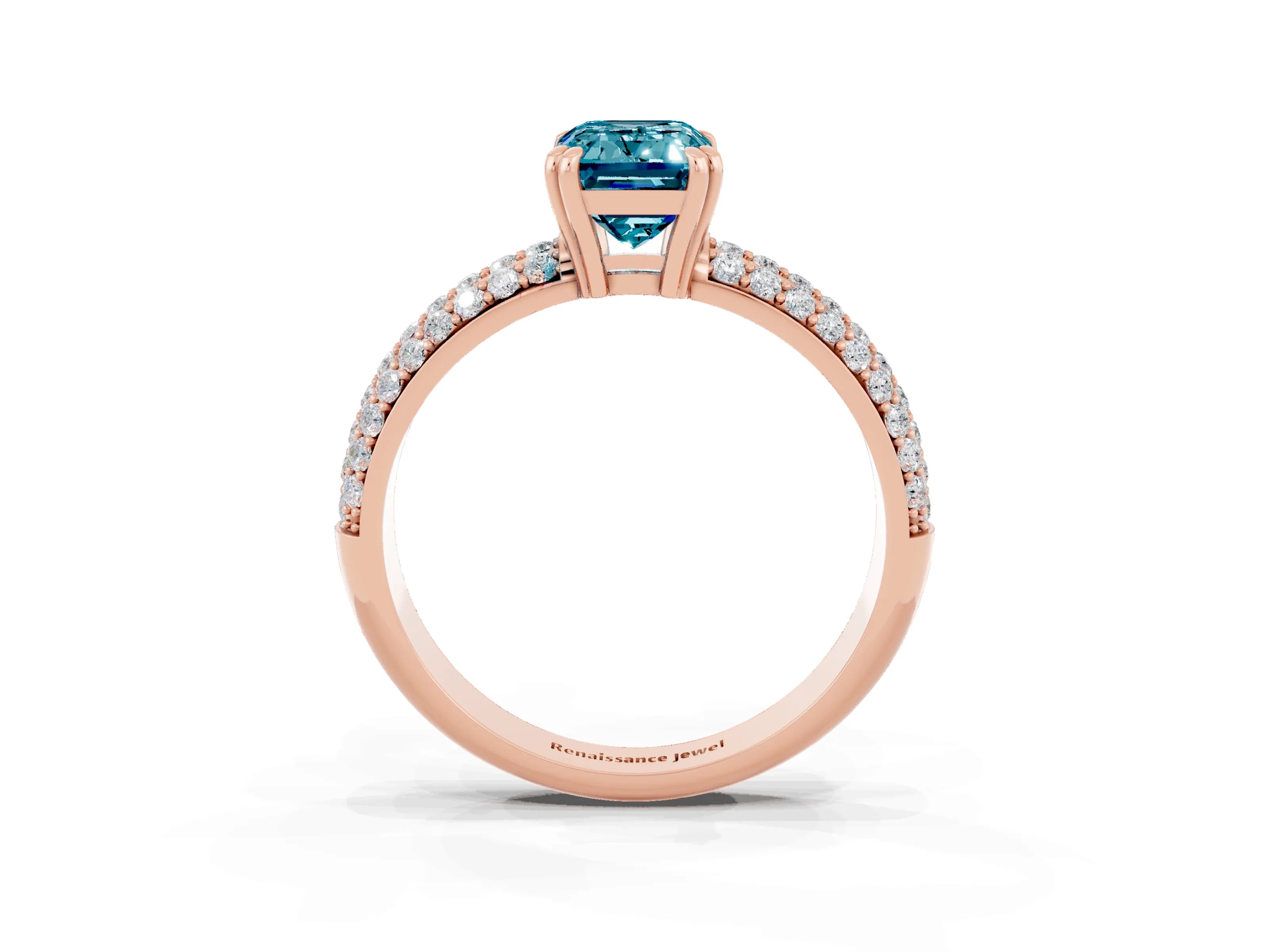 Rose gold Emerald Cut Cut Diamond Milgrain Marquise Band with Prong Setting_3