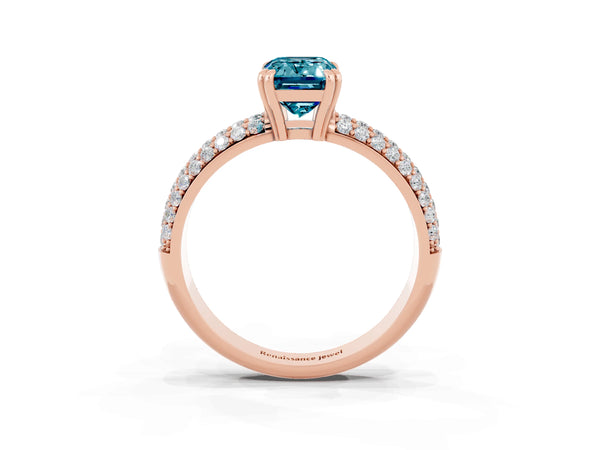 Rose gold Emerald Cut Cut Diamond Milgrain Marquise Band with Prong Setting