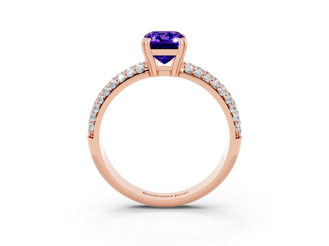 Rose gold Emerald Cut Cut Diamond Milgrain Marquise Band with Prong Setting_3