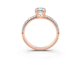 Rose gold Emerald Cut Cut Diamond Milgrain Marquise Band with Prong Setting_3